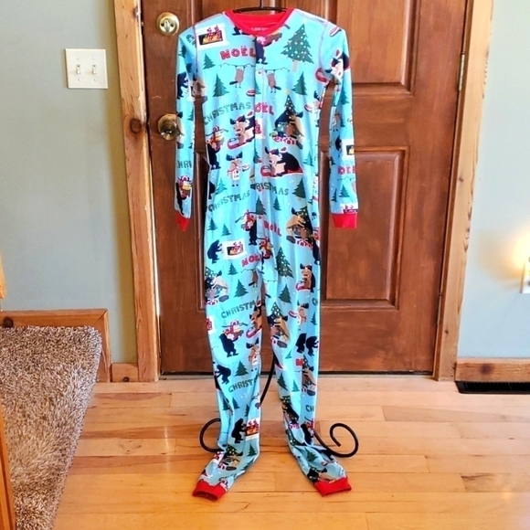 Little Blue House by Hatley Wild About Christmas Union Suit Blue Sz. 12 Pajamas - Picture 1 of 7